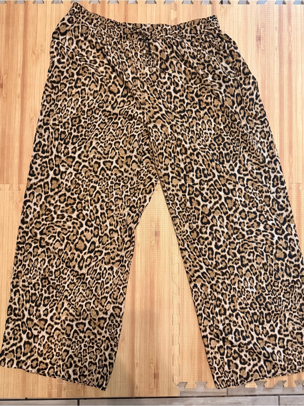 Michael Kors Leopard-Print Wide-Leg Pants in Tan and Black 2XL EUC